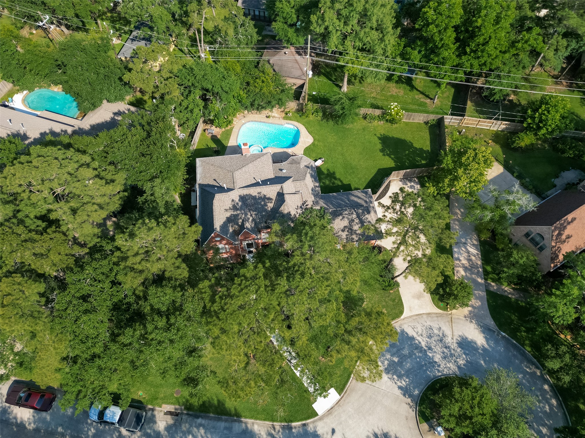 6131 Hampton Way Court Spring, TX 77389 - Photo 45 of 50 an aerial view of a house with pool outdoor seating and yard