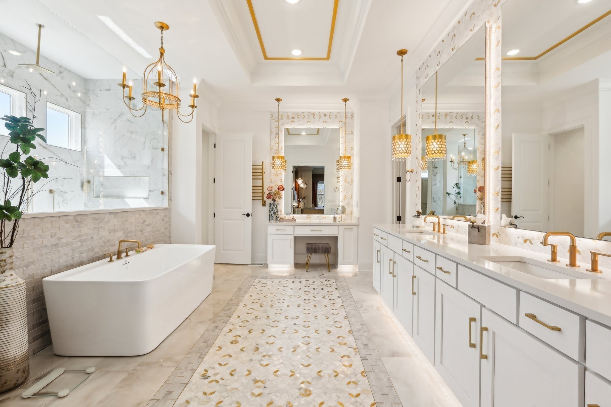 6004 Lookaway Circle Franklin, TN 37067 - Photo 42 of 80 a large spacious bathroom with a double vanity sink a mirror a bathtub and next to a window