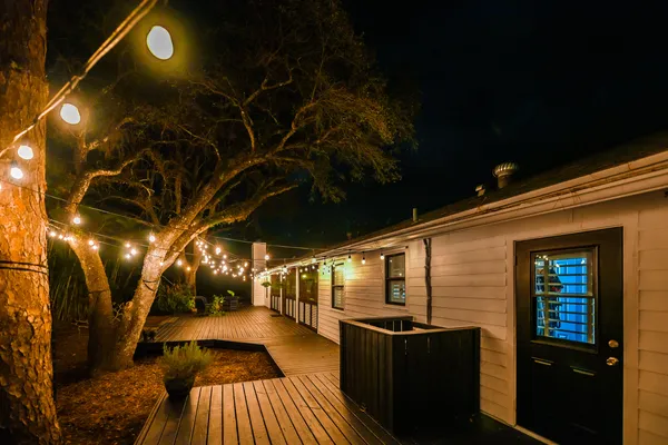 a view of a porch with furniture