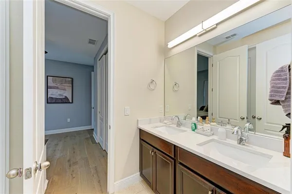 a view of a lake with a houses