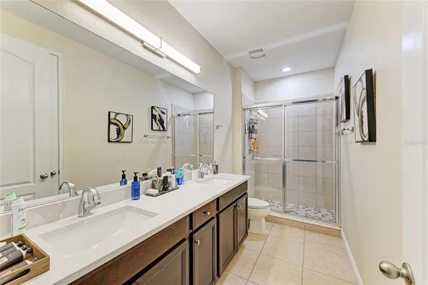 a view of a garden with a lake