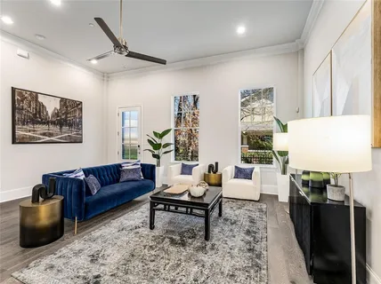 a living room with furniture and a couch
