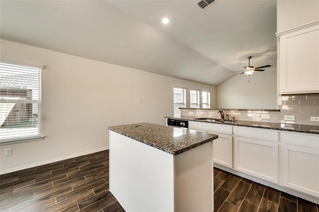 233 Pitt Circle Fate, TX 75189 - Photo 8 of 21 a kitchen with granite countertop white cabinets and a sink