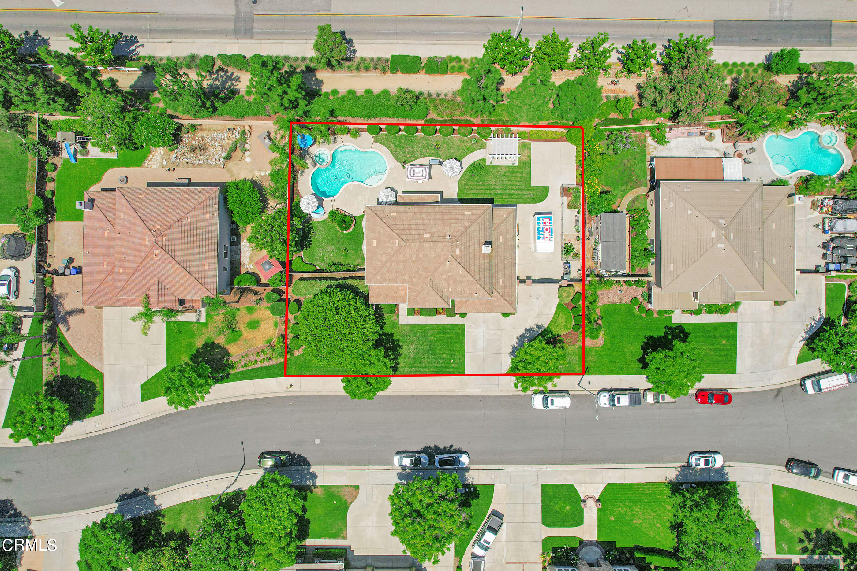 8317 Carriage Court Riverside, CA 92508 - Photo 36 of 37 an aerial view of a house with a garden and yard