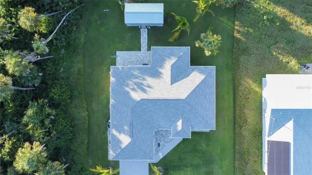 an aerial view of a house having outdoor space