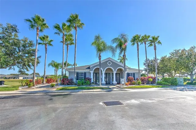 a view of a park with slide