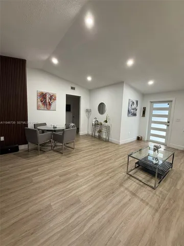 a living room with furniture