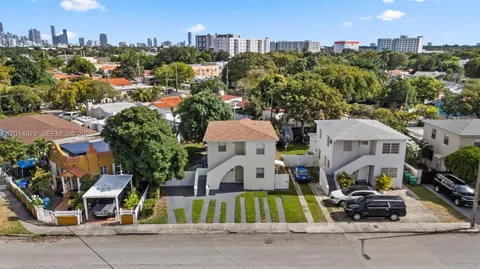 an aerial view of multiple houses