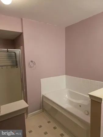 a bathroom with a bathtub