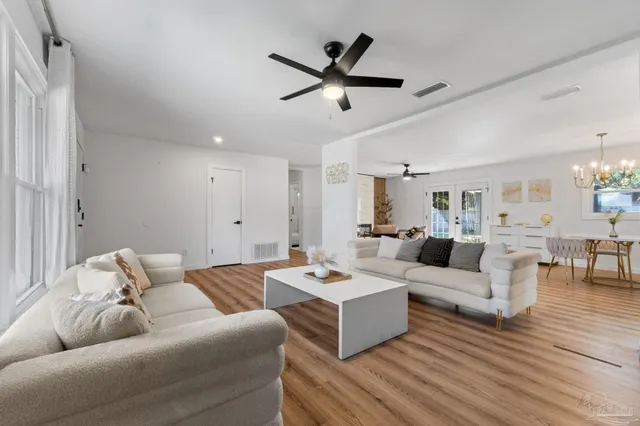 a living room with furniture