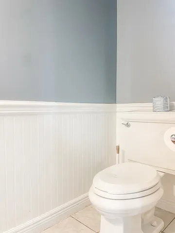 a white toilet sitting next to a white cabinet