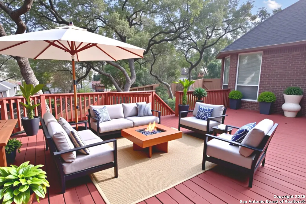 8607 Solano Drive Helotes, TX 78023 - Photo 26 of 30 a outdoor living room with patio furniture and a potted plant