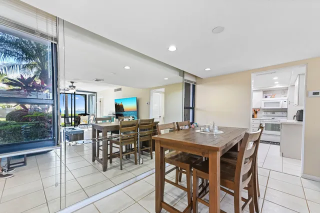 a view of a dining area with furniture