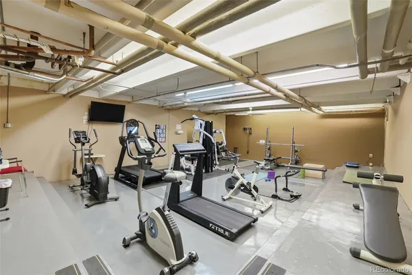 a view of a room with gym equipment