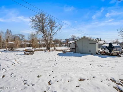 a view of road with a snow on the road