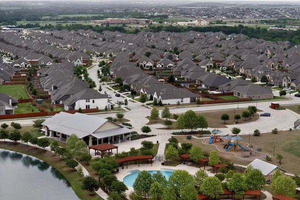 an aerial view of multiple house