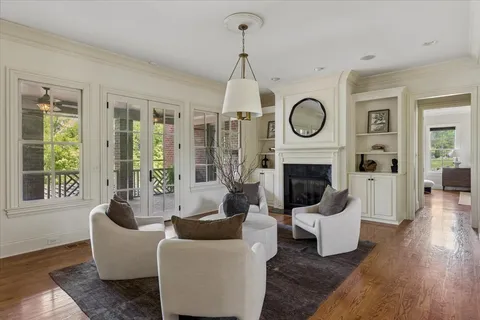 a view of a porch with furniture