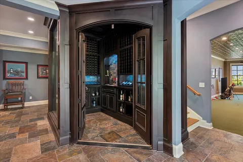 a room with furniture and air hockey table