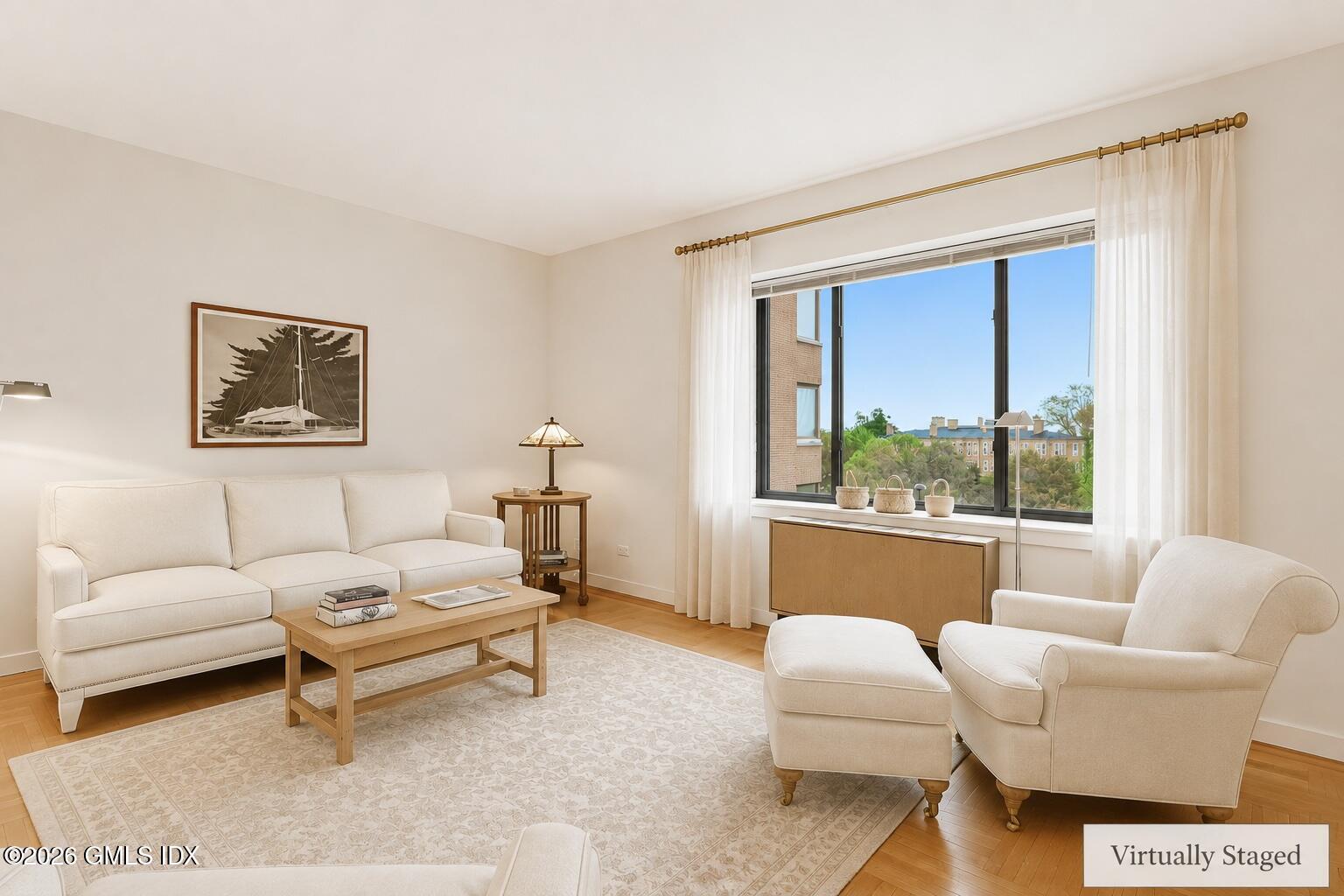 40 West Elm Street, Unit 2M Greenwich, CT 06830 - Photo 9 of 25 Virtually Staged Living Room Final