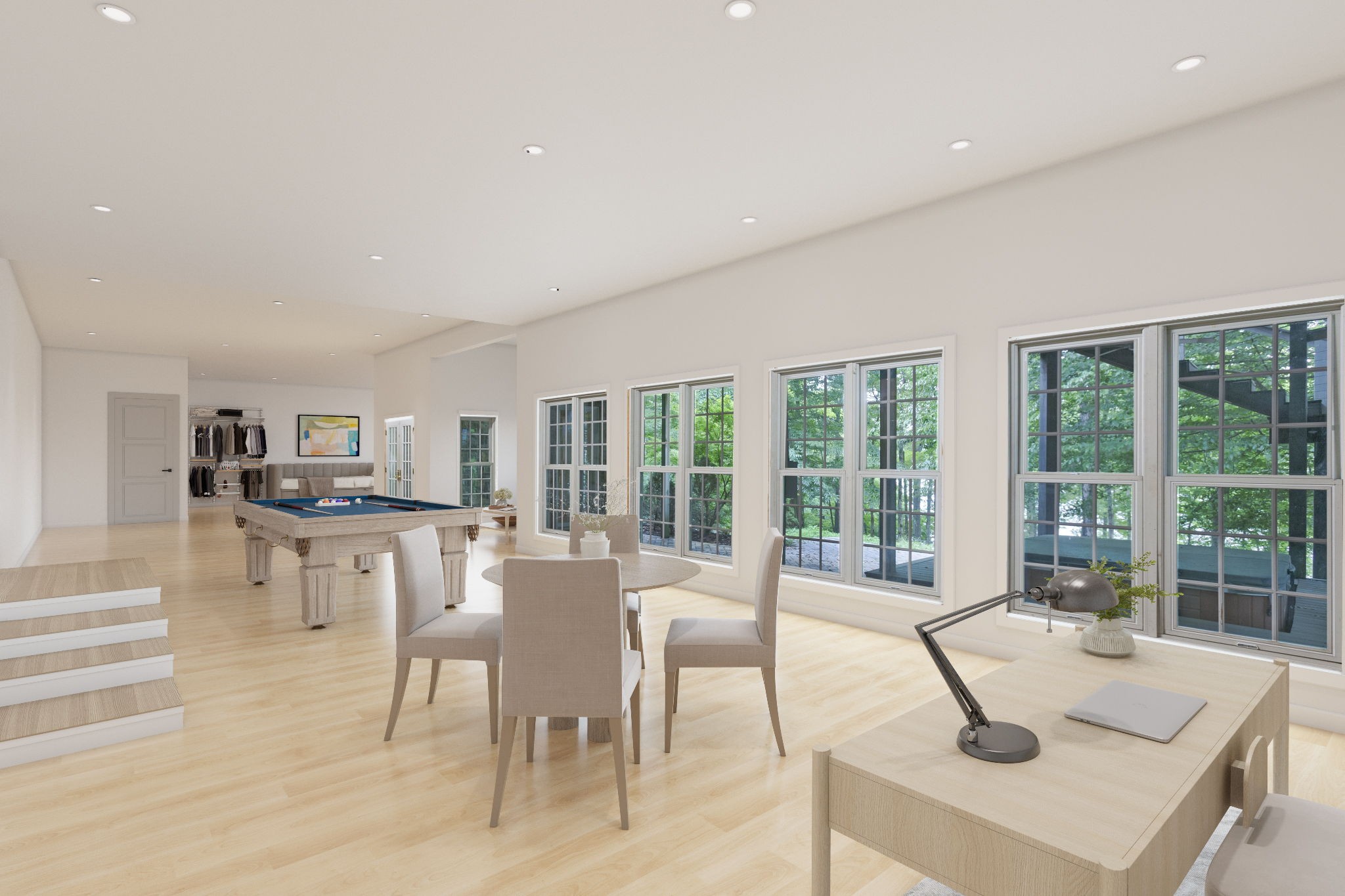 415 Cooksey Batson Road Charlotte, TN 37036 - Photo 37 of 60 a view of a dining room with furniture large windows and wooden floor