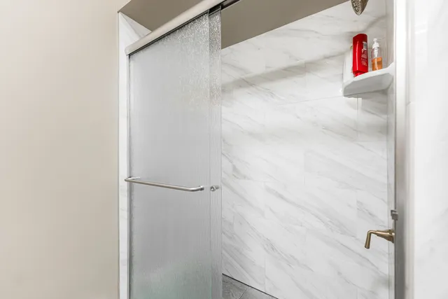 a close view of a closet