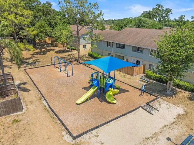 an aerial view of a house