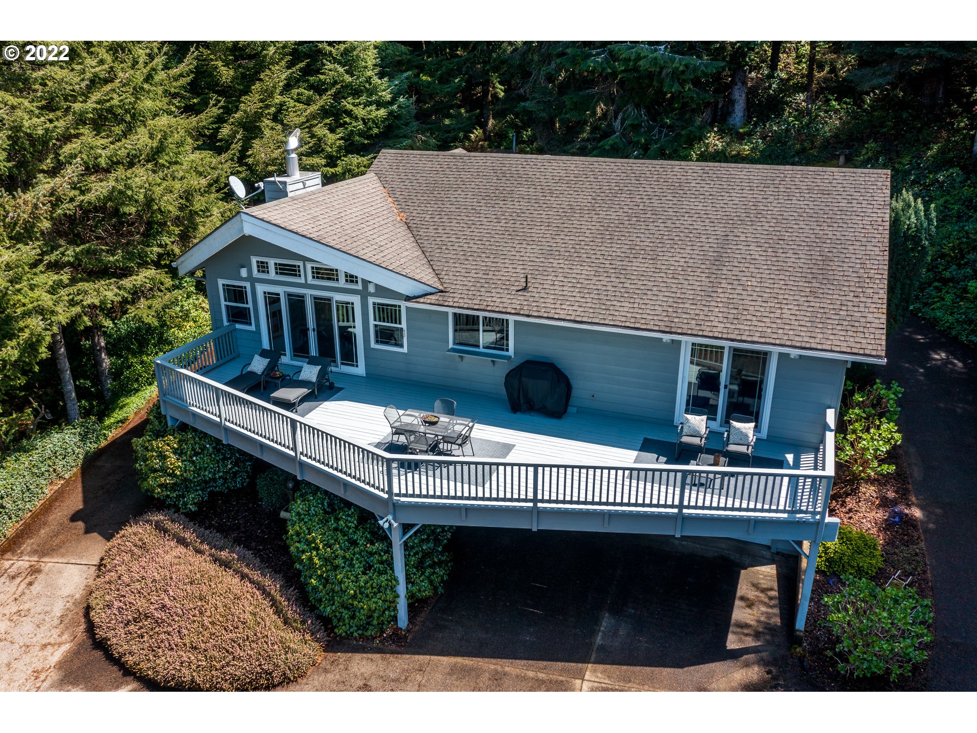3096 Northeast East Line Road Yachats, OR 97498 - Photo 27 of 30 a aerial view of a house with a yard