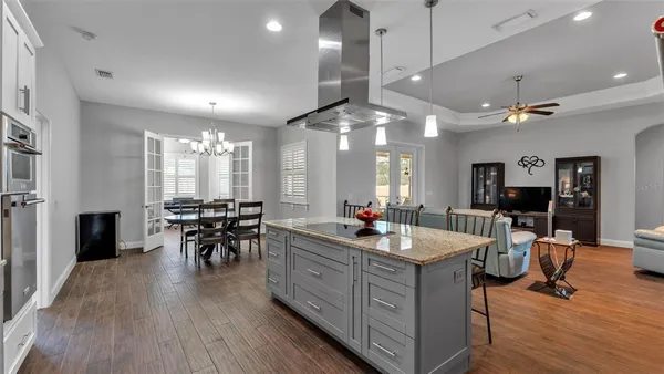 a kitchen with lots of counter top space