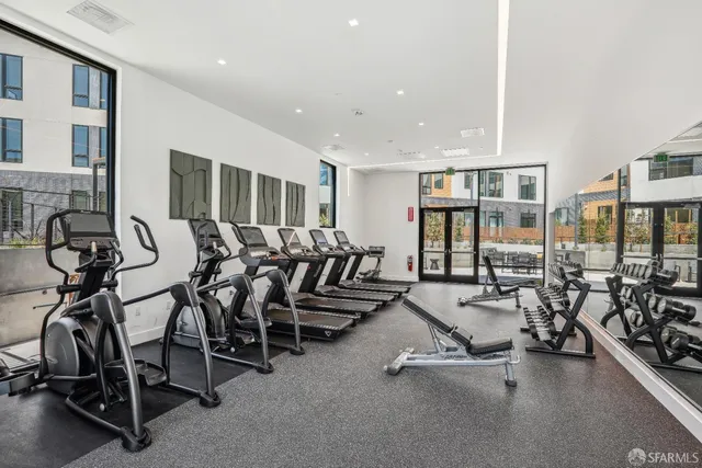 a view of a room with gym equipment
