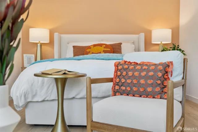 a view of hall way with furniture