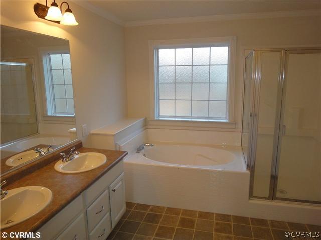 767 High School Ridge Buckingham, VA 23921 - Photo 7 of 12 a bathroom with a granite countertop sink a mirror a bathtub and next to a window