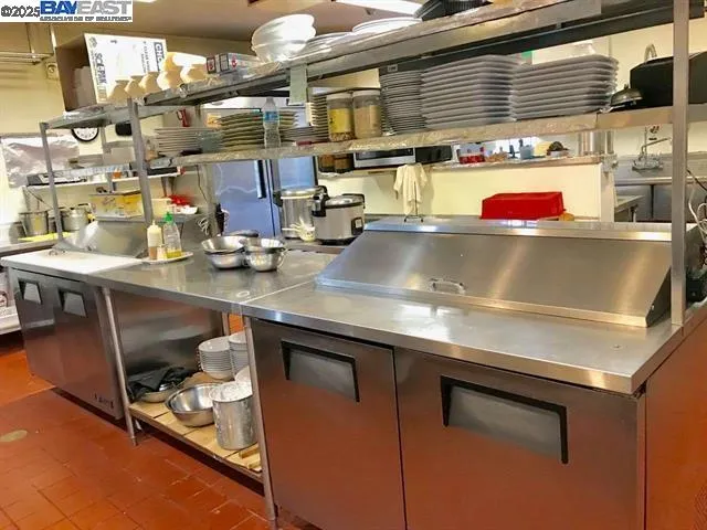 a kitchen with lots of counter top space