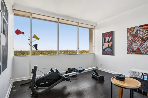 a room with gym equipment