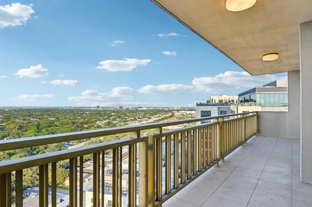 a balcony with city view