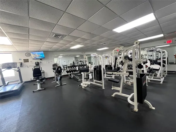 a view of a room with gym equipment