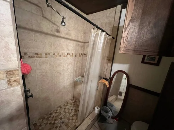 a bathroom with a shower