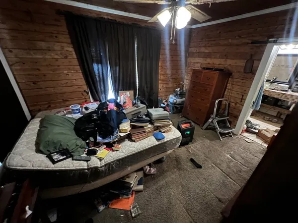 a room with furniture and a fireplace