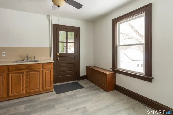 wooden floor and windows in a room