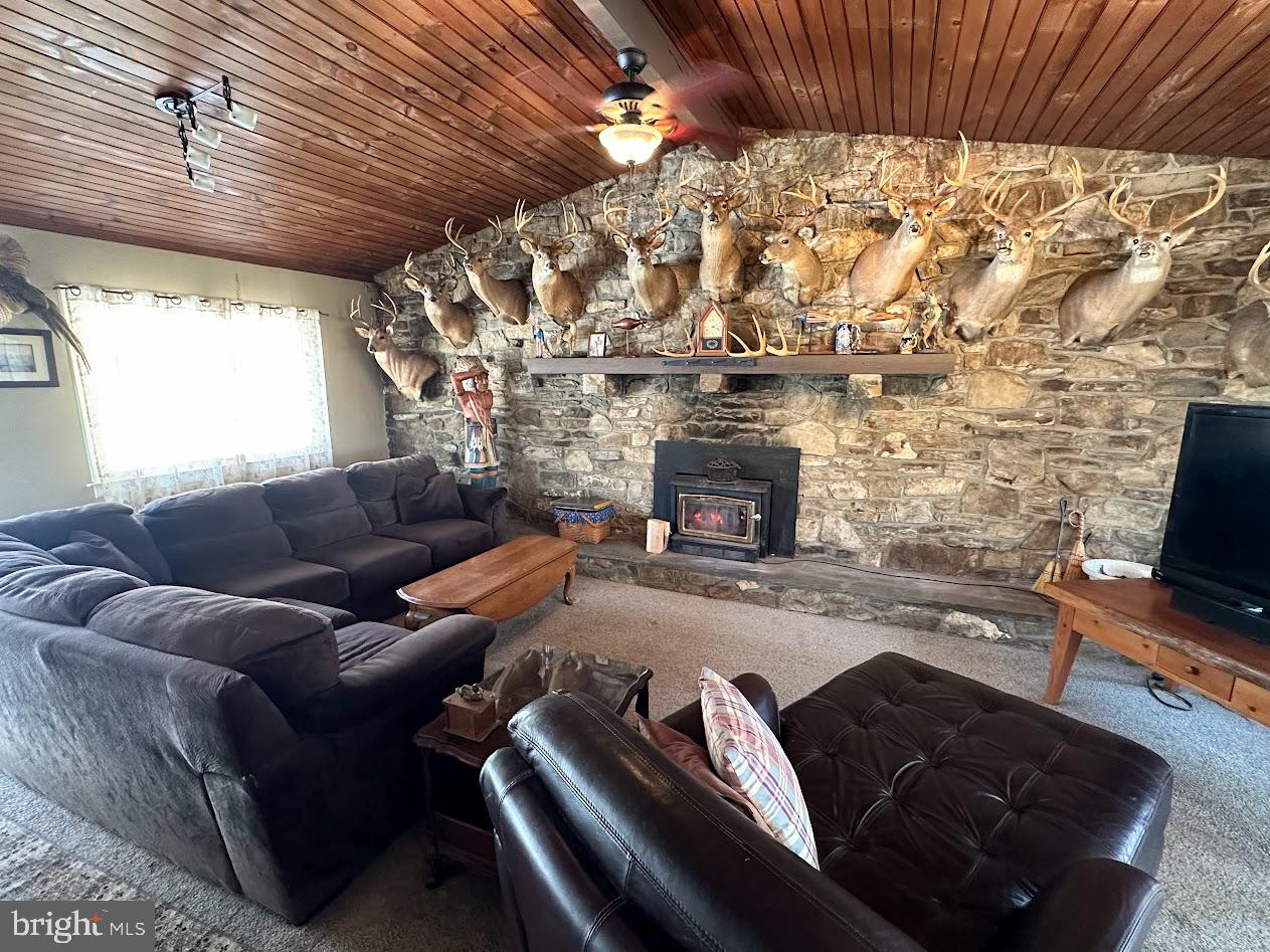 35 James Road Reinholds, PA 17569 - Photo 7 of 51 Stone Fireplace with Wood Stove