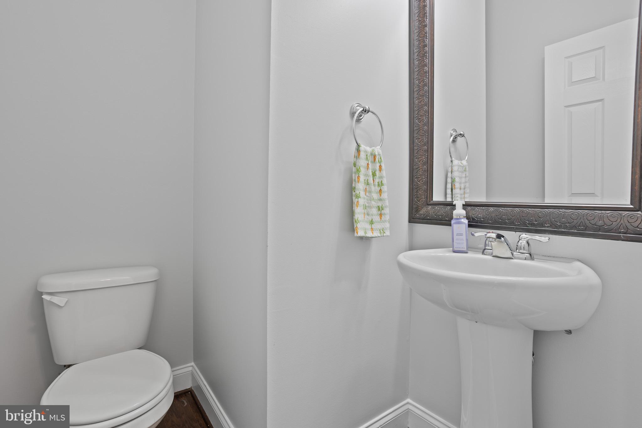 4335 Pleasant Court Huntingtown, MD 20639 - Photo 17 of 46 a bathroom with a toilet sink and mirror