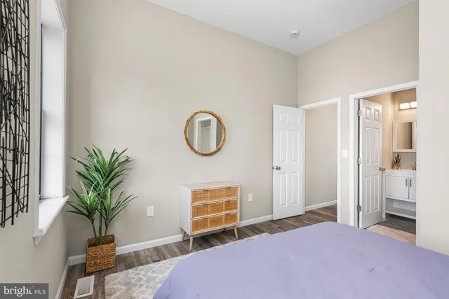 a workspace with furniture and wooden floor