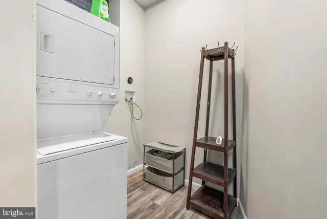 a view of a room with wooden walls
