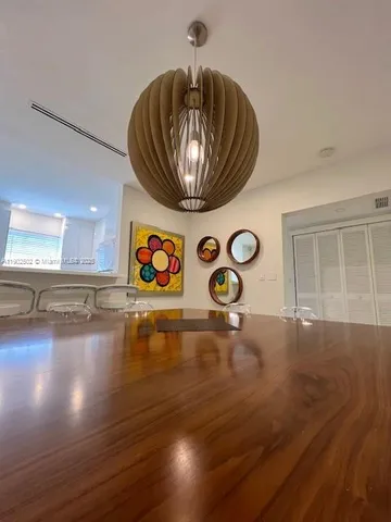 a view of a room with windows