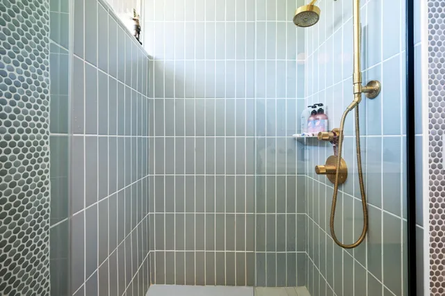 a bedroom with a bed and closet