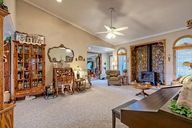 a view of a yard with a tree