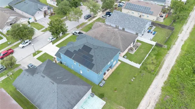 an aerial view of a house