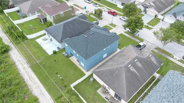 an aerial view of a house