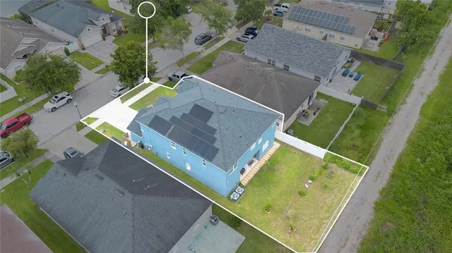 an aerial view of a house