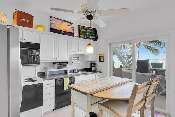 a ocean view with seating space