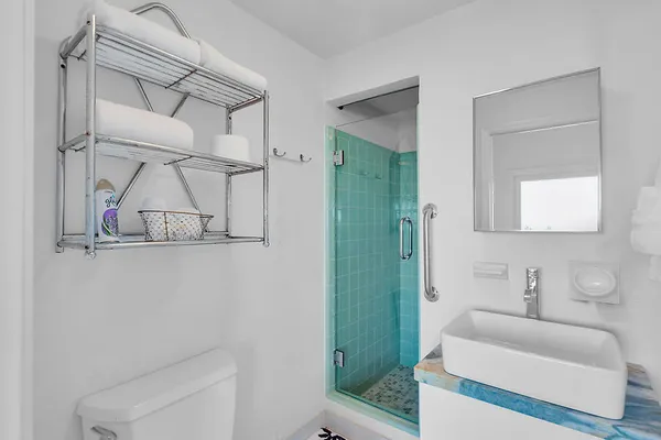 a view of a balcony with lake view